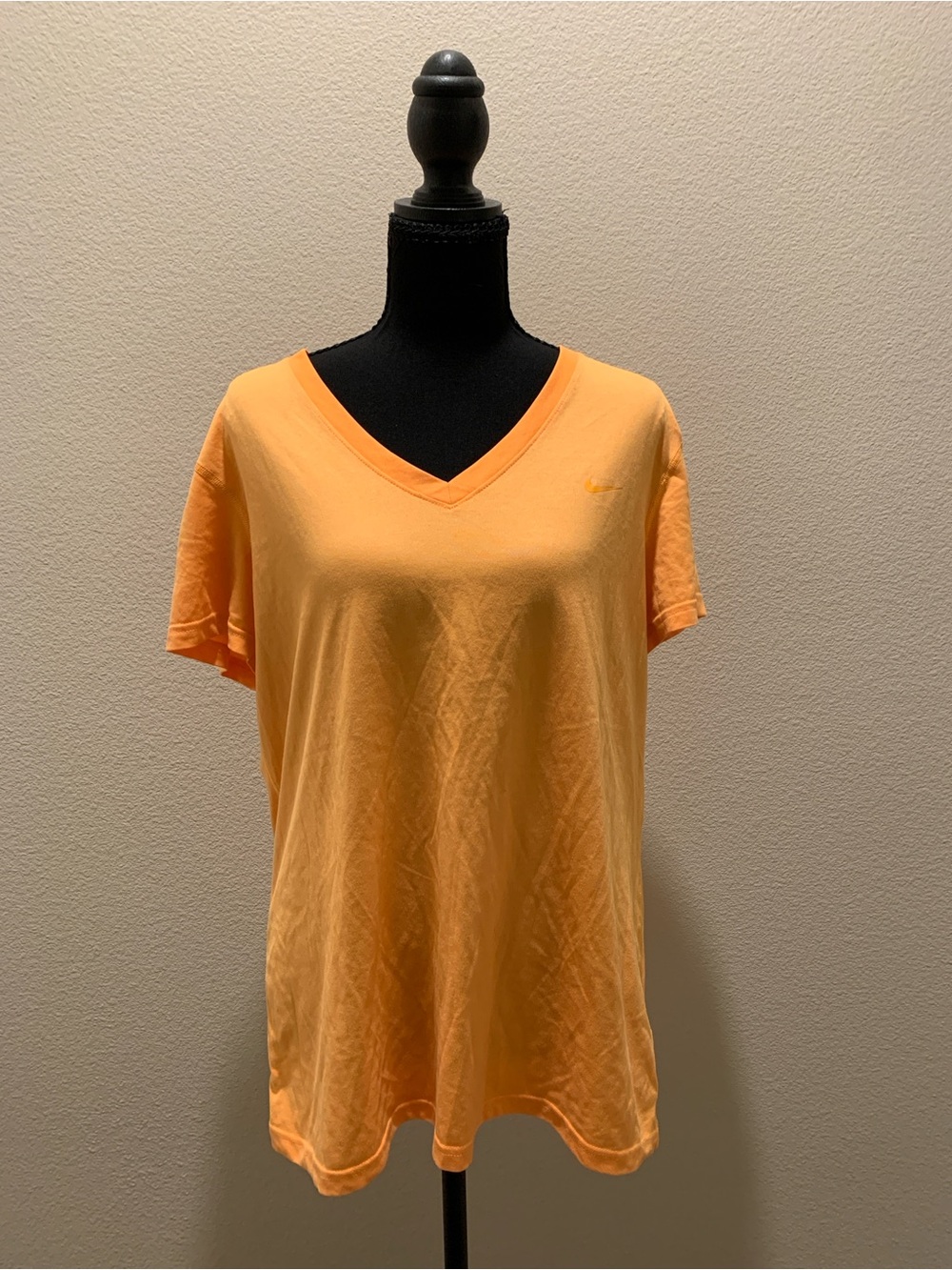 Nike Orange V-Neck Tee (Size XL)